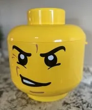 LEGO Yellow Minifigure Storage Head Container w/ Carrying Handle, Holds 500