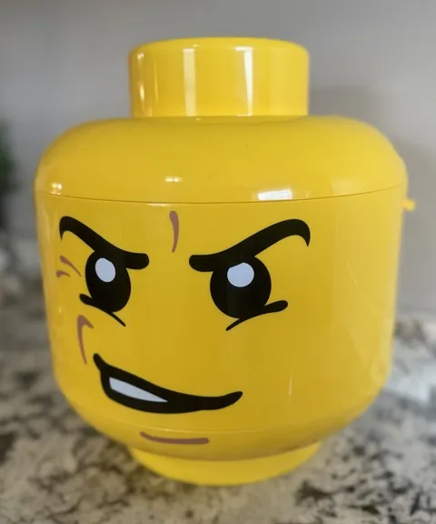 LEGO Yellow Minifigure Storage Head Container w/ Carrying Handle, Holds 500