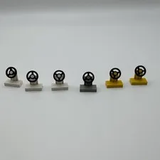 Vintage LEGO White Vehicle Steering Stand 1x2 Solid Stud - Set of 6, white gray