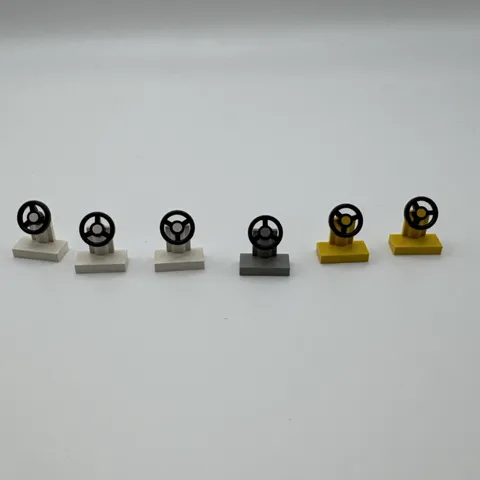 Vintage LEGO White Vehicle Steering Stand 1x2 Solid Stud - Set of 6, white gray