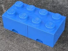 Lego Storage Box Brick Blue Stackable Container w/ Drawers 8 Stud Kids Storage