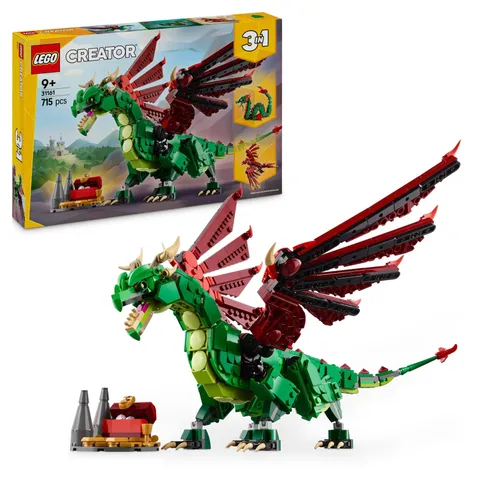 LEGO Creator 3in1 Middeleeuwse draak, speelgoed verandert in een zeeslang of een