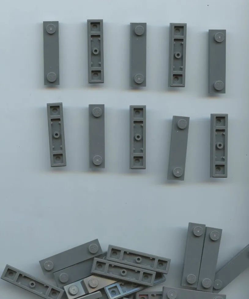 LEGO x 20 Dark Bluish Gray Plate, Modified 1 x 4 with 2 Studs with Groove