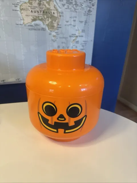 LEGO Pumpkin Head Large Storage Bucket Halloween Jack O Lantern Large 