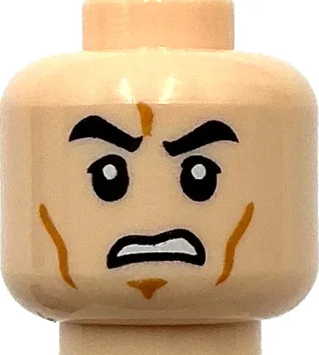 Lego New Light Nougat Minifigure Head Black Eyebrows Upper Eyelids Part