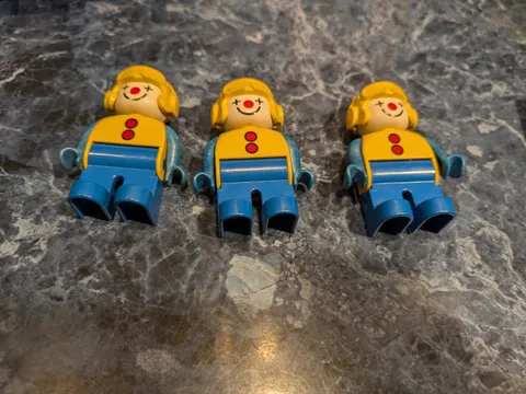 LEGO DUPLO Clown Minifigures Yellow Blue Character Toys Set 3 Vintage