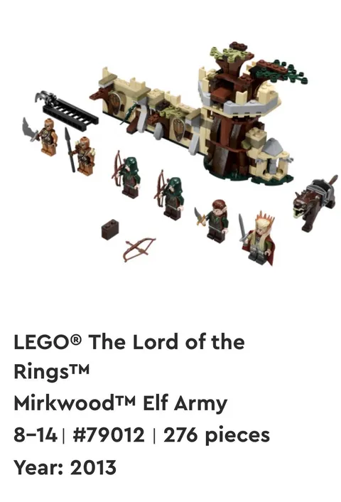 LEGO (79012) The Hobbit Mirkwood Elf Army 276pc parts/minifigs/manual warg