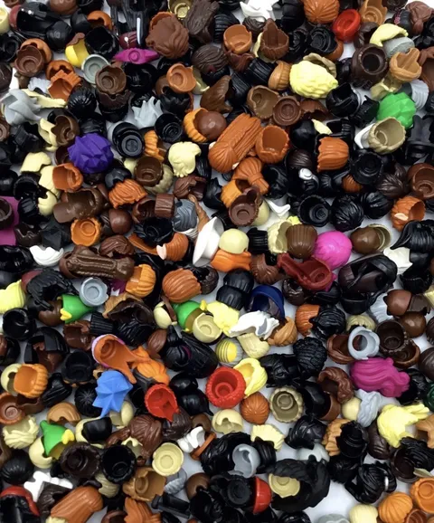 LEGO LOT OF 50 MINIFIGURE HAIR PIECES RANDOM GRAB BAG SELECTION PEOPLE HEADGEAR