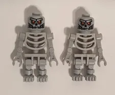 LEGO Monster Robot MINIFIG SKELETON w/Halloween Movie Metal Robo Skull Head X2