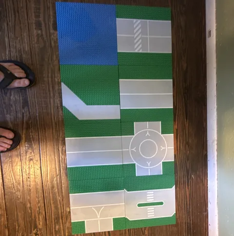 LEGO Printed Road/Runway Baseplate Lot Green/Gray w/ Blue Baseplate