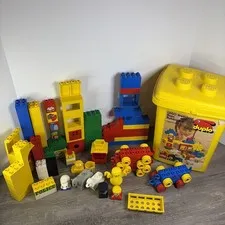 Vintage LEGO Duplo 2426 Preschool Basics Building Set W/ Storage Tub 115+ Pieces