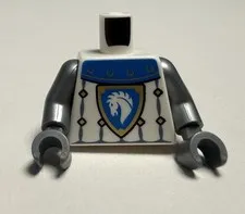 Lego - Minifigure Torso - White, Blue, Castle, Armor, Knight, Horse