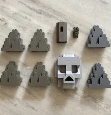 LEGO Rock Skull Wall Panel Lot 6 Gray Castle Mountain Parts