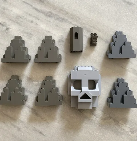 LEGO Rock Skull Wall Panel Lot 6 Gray Castle Mountain Parts