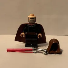 LEGO Star Wars Count Dooku Minifigure sw0294 w/ Hood Cape Red Lightsaber Genuine