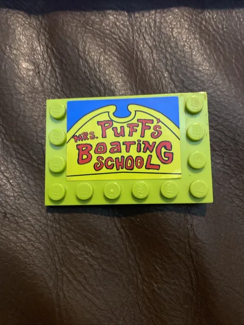 LEGO 6180pb037 SpongeBob Mrs Puff Boating School Sign 4982 Lime Tile Sticker