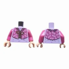 LEGO Minifigure Torso Dark Pink Jacket with Candies over Lavender Sweater