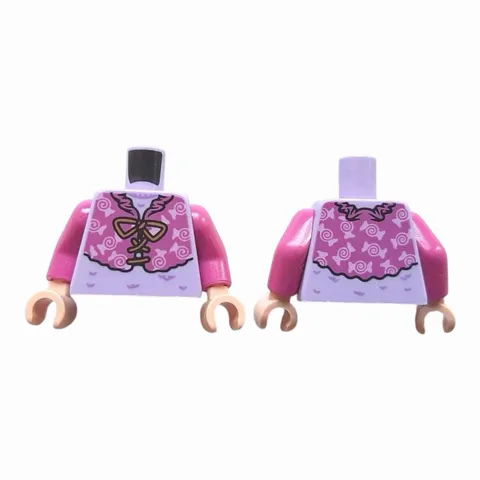 LEGO Minifigure Torso Dark Pink Jacket with Candies over Lavender Sweater