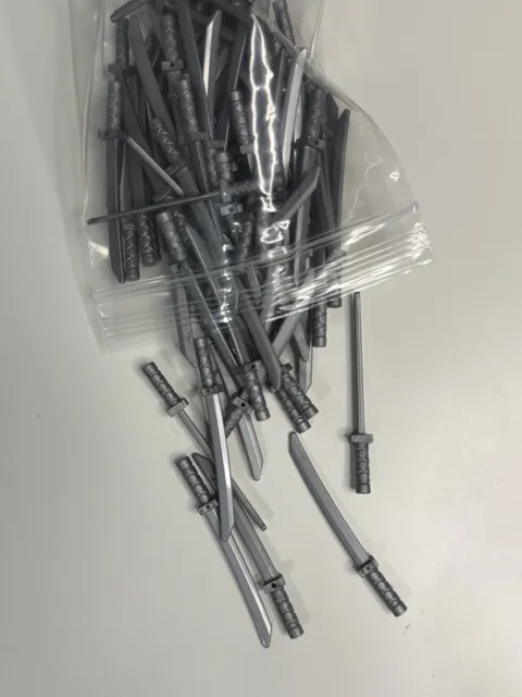 Lego Ninjago Flat Silver Katana Sword Lot (Count 25)