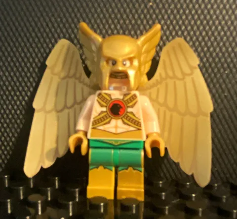 LEGO Hawkman Minifigure Gold Helmet, missing two back gold pieces Great Condion!