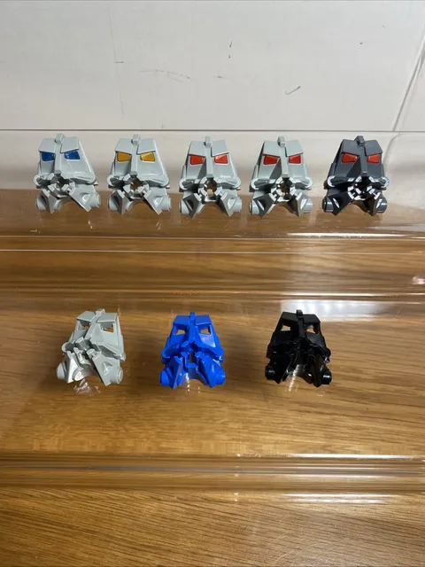 Lego Bionicle Head Connector Black Blue Lt Gray Dk Gray No 32553 Lot of 8