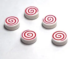 Lego - Minifigure Utensil - Lot of 5 - Peppermint, Round Tile 1 x 1