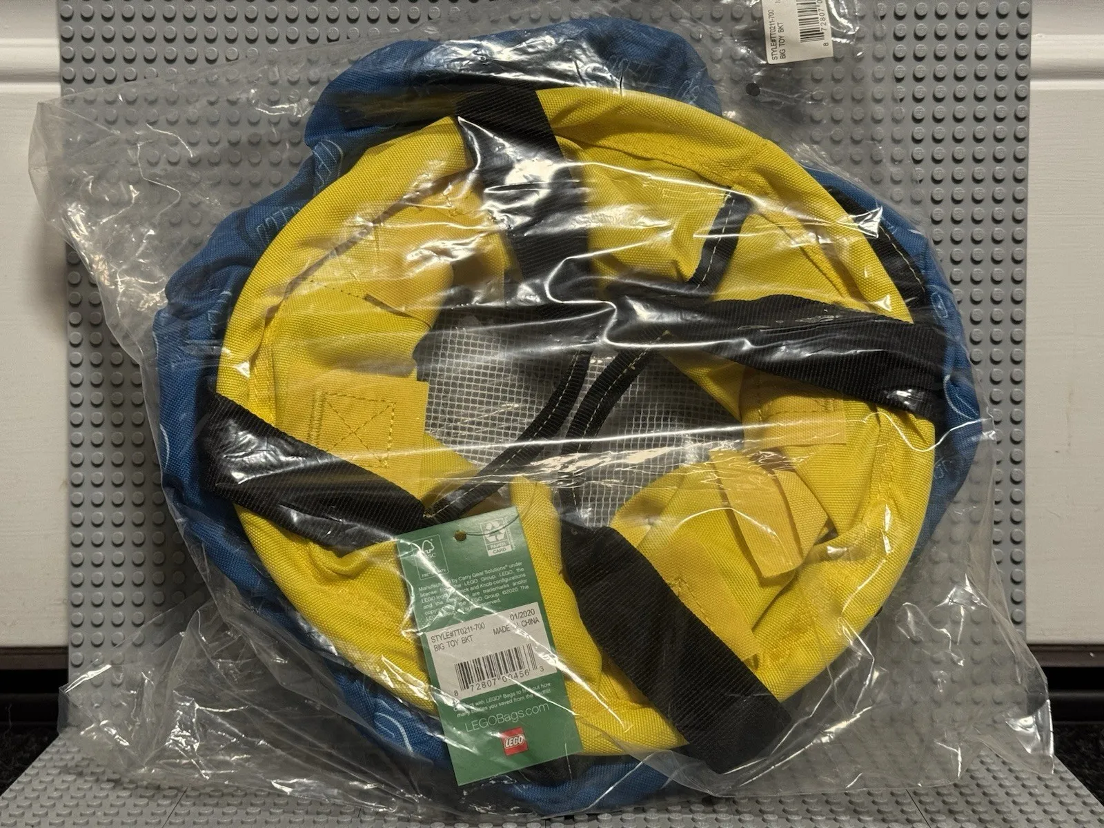 New Lego Storage Bin Bucket Travel Collapse Bag Carry Organizer Yellow Blue Tote