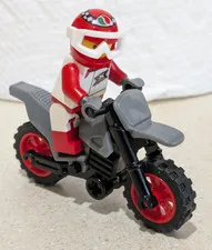 Lego DARK BLUISH GRAY Dirt Bike and Rider DUAL SIDED HEAD motocross city town