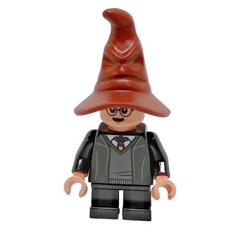 New LEGO Harry Potter - Hogwarts Robe, Black Tie, Short Legs, Sorting Hat hp466