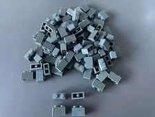 LEGO BULK LOT OF 135 DARK BLUISH GRAY MODIFIED BRICKS 1X2 FLUTED GRILLE #2877