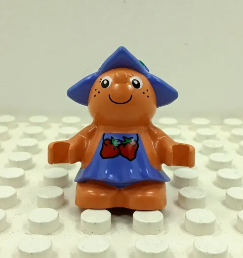 Lego Duplo Figure Little Forest Friend Boy blue hat & shirt w/ 2 strawberries