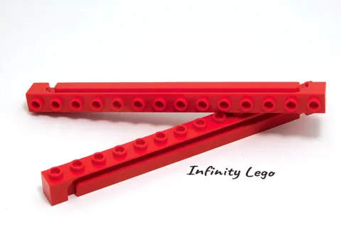 2 LEGO Red Brick 1 x 14 with Groove Roller Door Frame Firefighter Station 4217