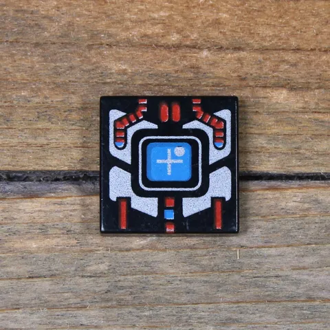 LEGO Black Tile 2x2 Spyrius Blue Screen with Plus Sign Silver Red Panel 3068p51