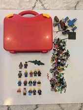 LEGO Minifigure mixed lot of 17 Plus Accessories, Red Carry Case & more