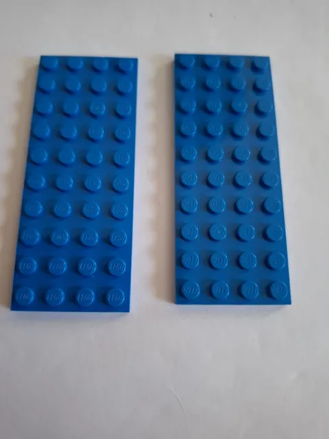 No 421 2x Lego plate 4x10.  3030 Blue