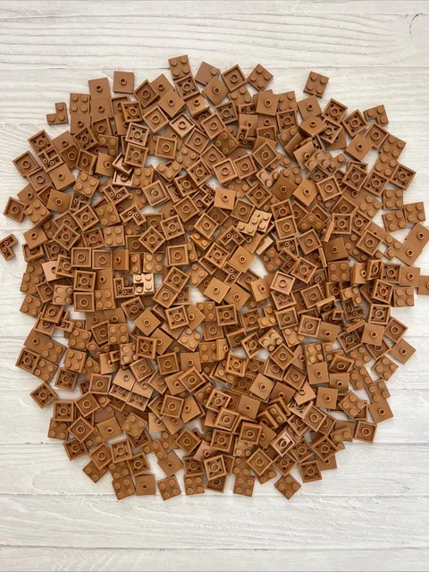 LEGO MEDIUM NOUGAT LOT 470 PCS 2X2 PLATE CENTER STUD CORNER BUILDING PIECES