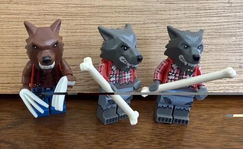 LEGO Minifigures : 2 Werewolves w/bones 1 Werewolf w/claws - Preowned