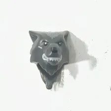 LEGO - Minifigure Wolf Head w/ Black Nose, White Teeth and Fangs