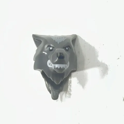 LEGO - Minifigure Wolf Head w/ Black Nose, White Teeth and Fangs
