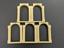 LEGO-NEW-#40066-TAN-DOOR FRAME- 1 X 6 X 7 W/ ROUND PILLAR-5 PIECES