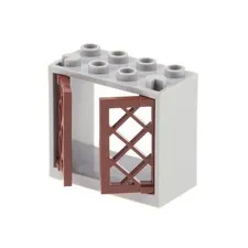1x LEGO Window Frame 2x4x3 New Light Gray Window Shutters Brown 60607 60598