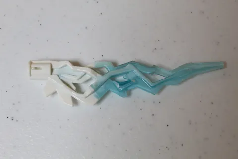 LEGO part 11302 Large Figure Weapon Lightning Bolt Marbled Trans Light Blue