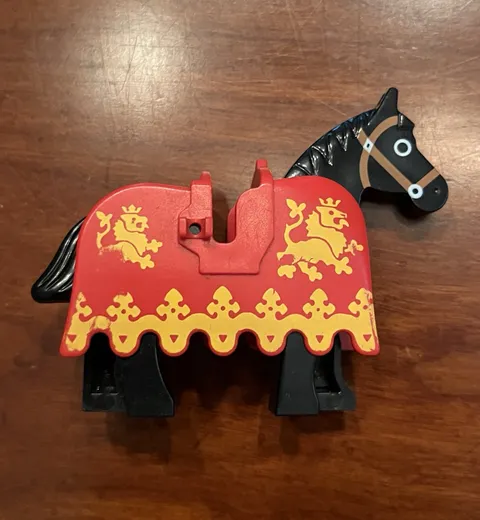 Lego Castle Horse Barding Ruffled Edge Yellow Lions Pattern Black Horse