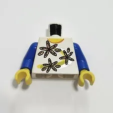 Lego City Woman Girl Blue Sleeve White Shirt Flowers Torso Minifig Minifigure