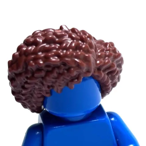 Lego - Minifigure Hair - Brown, Coiled, Afro, Side Part