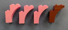 4 LEGO part, 3x3 1/2 ARCH pointed, part #13965, pink & brown