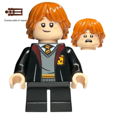 LEGO Harry Potter Ron Weasley Minifigure hp283 Gryffindor Robe Sweater Wand New