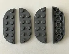 Lego 4x NEW Plate 2x6 Round Corner Double DARK BLUISH GREY #18980