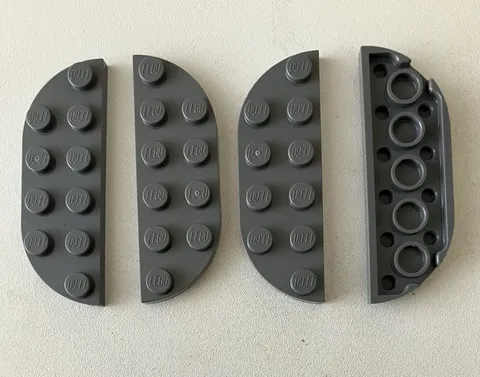 Lego 4x NEW Plate 2x6 Round Corner Double DARK BLUISH GREY #18980
