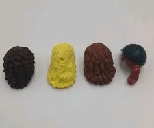 Lego Friends Minifigure Hair Pieces Brown Blonde Red With Hat - Lot of 4